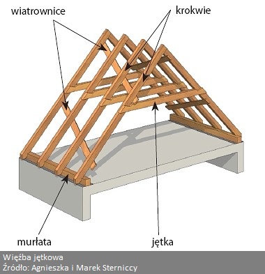W dachu najważniejsza jest więźba oraz to jakie drewno na więźbę użyto. Dobra więźba dachowa to solidnie wykonana więźba krokwiowa (więźba krokwiowo- belkowa) lub więźba jętkowa. To jaka więźba dachowa czyli jaka konstrukcja dachu będzie optymalna należy uzgodnić z projektantem. 